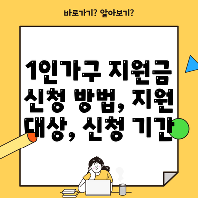 1인가구 지원금 신청 방법, 지원 대상, 신청 기간