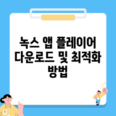 녹스 앱 플레이어 다운로드 및 최적화 방법