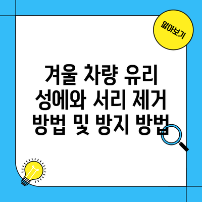 겨울 차량 유리 성에와 서리 제거 방법 및 방지 방법