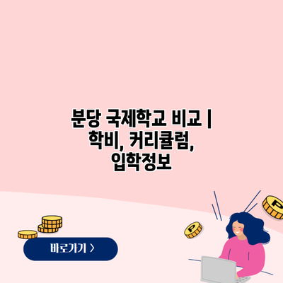 분당 국제학교 비교 | 학비, 커리큘럼, 입학정보