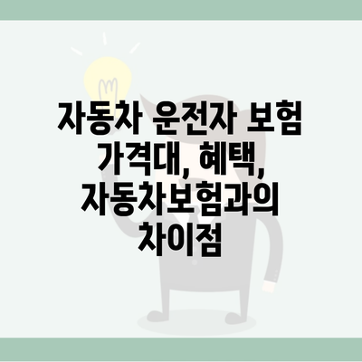 자동차 운전자 보험 가격대, 혜택, 자동차보험과의 차이점