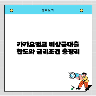 카카오뱅크 비상금대출 한도와 금리조건 총정리