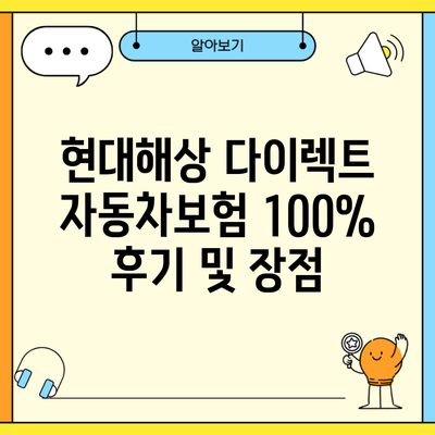 현대해상 다이렉트 자동차보험 100% 후기 및 장점