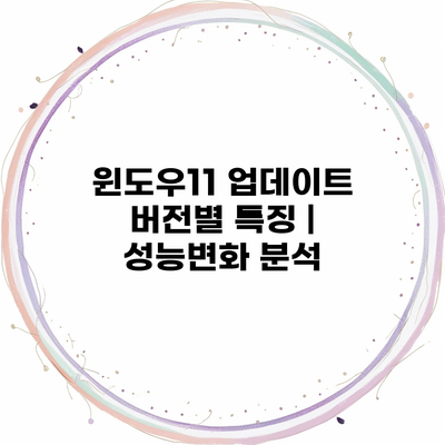 윈도우11 업데이트 버전별 특징 | 성능변화 분석