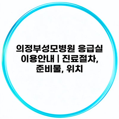 의정부성모병원 응급실 이용안내 | 진료절차, 준비물, 위치