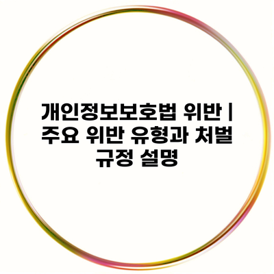 개인정보보호법 위반 | 주요 위반 유형과 처벌 규정 설명