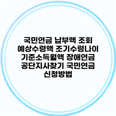 국민연금 납부액 조회 예상수령액 조기수령나이 기준소득월액 장애연금 공단지사찾기 국민연금 신청방법