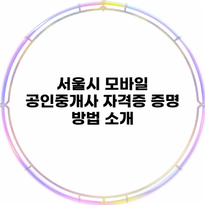 서울시 모바일 공인중개사 자격증 증명 방법 소개