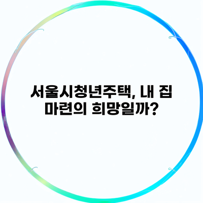 서울시청년주택, 내 집 마련의 희망일까?