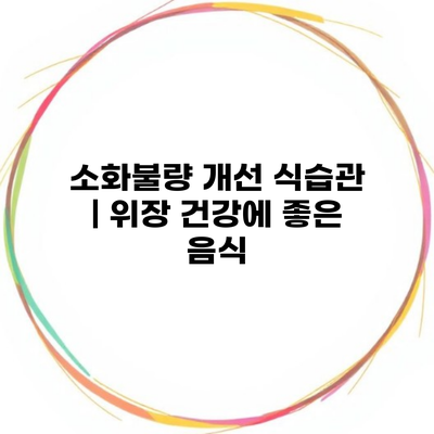 소화불량 개선 식습관 | 위장 건강에 좋은 음식