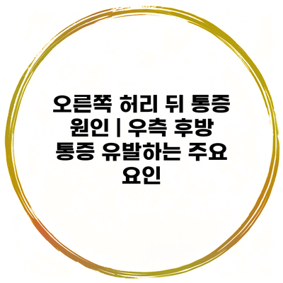 오른쪽 허리 뒤 통증 원인 | 우측 후방 통증 유발하는 주요 요인