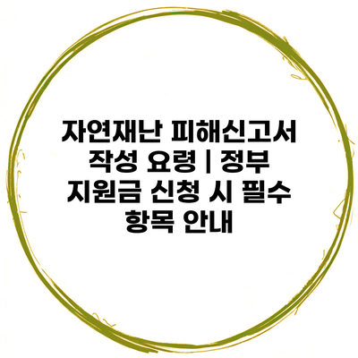 자연재난 피해신고서 작성 요령 | 정부 지원금 신청 시 필수 항목 안내