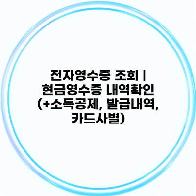 전자영수증 조회 | 현금영수증 내역확인 (+소득공제, 발급내역, 카드사별)