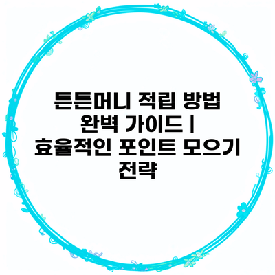 튼튼머니 적립 방법 완벽 가이드 | 효율적인 포인트 모으기 전략