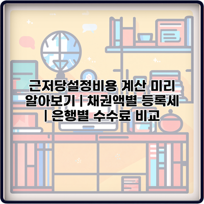 근저당설정비용 계산 미리 알아보기 | 채권액별 등록세 | 은행별 수수료 비교