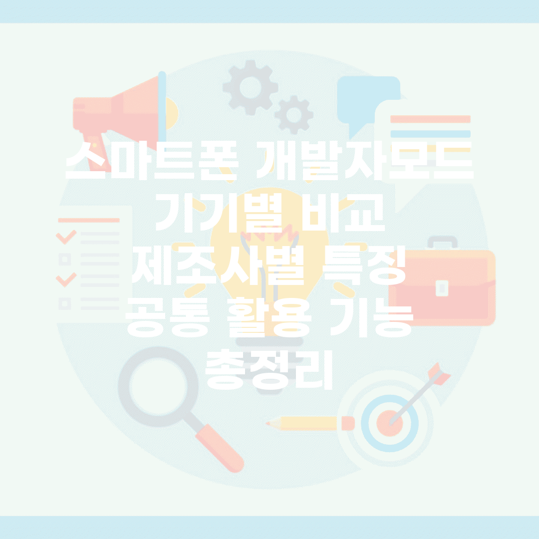 스마트폰 개발자모드 기기별 비교 | 제조사별 특징 | 공통 활용 기능 총정리
