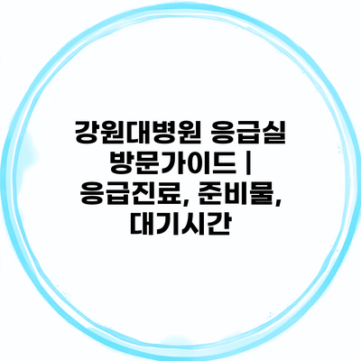 강원대병원 응급실 방문가이드 | 응급진료, 준비물, 대기시간