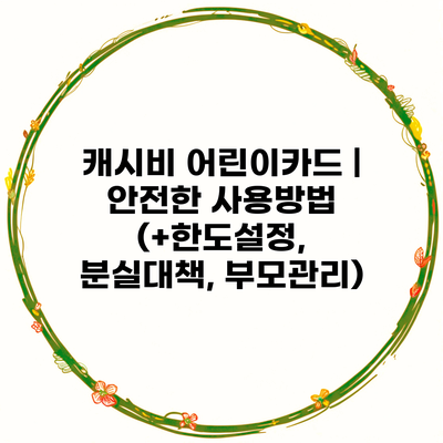 캐시비 어린이카드 | 안전한 사용방법 (+한도설정, 분실대책, 부모관리)