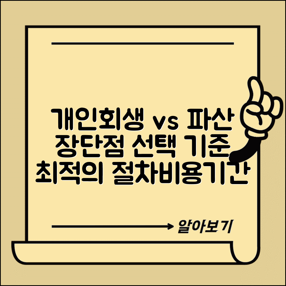 개인회생 파산 차이점 비교 | 장단점 | 선택기준 | 어떤게 유리한지 | 절차 비용 차이 | 신용회복 기간