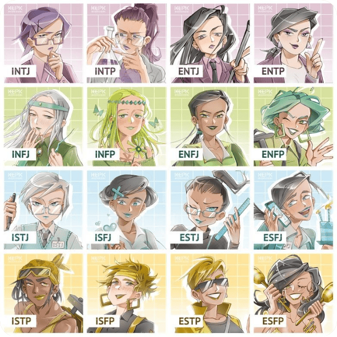 MBTI 16가지 성격 유형 분류표